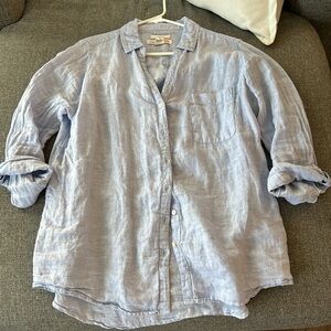 Women’s light blue linen top, size M